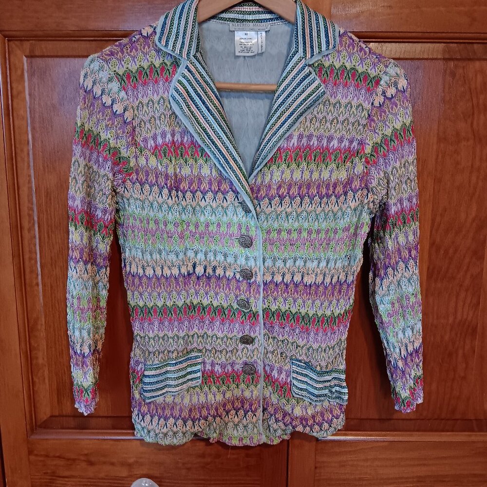 Alberto Makali multi color crocheted button down top